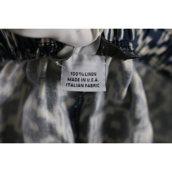 Bryn Walker Pants S Wide Leg Linen Aztec Print Blue White Italian Fabric USA - Picture 5 of 9